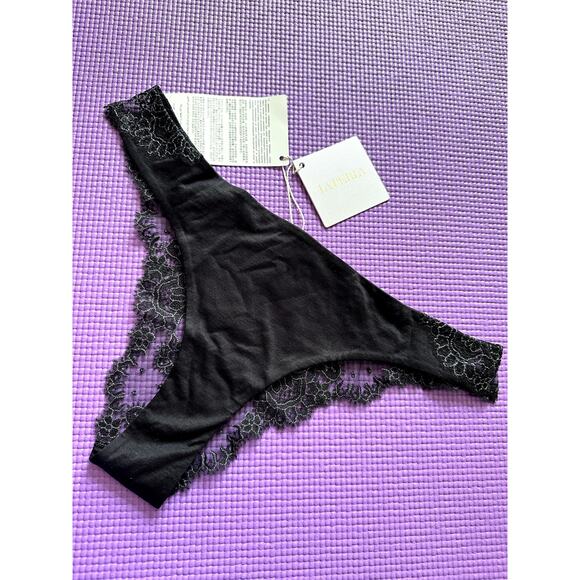 $205 La Perla Briefs Black Lace Embroidered Panties SZ US S New Cotton Underwear - Picture 2 of 6